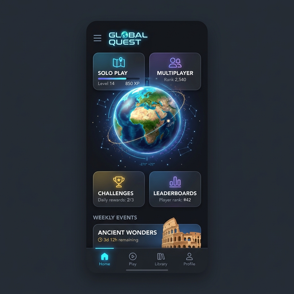 History & Geography Challenge App Interface